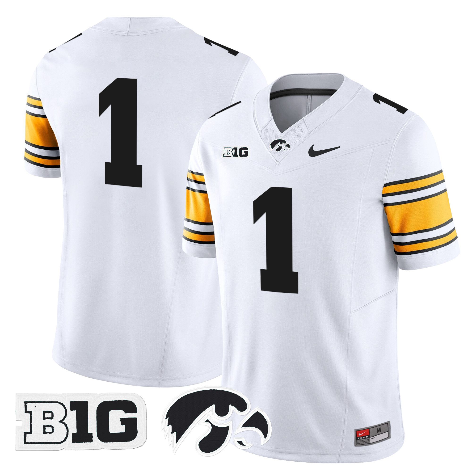 Men Iowa Hawkeyes #1 No Name White Nike 2024 Vapor Limited NCAA Jersey->ncaa teams->NCAA Jersey